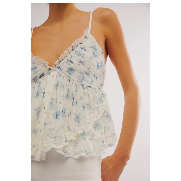 Free People Tops - 🎉LAST CHANCE🎉 FREE PEOPLE Femme Fatale Printed Tank / Ivory Combo